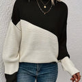 Color Block Ribbed Knit Sweater