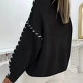 Contrast Stitching Dropped Shoulder Sweater