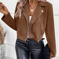 Zip Up Cropped Jacket Brown