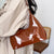 Solid Color Leather Shoulder Bag Brown onesize