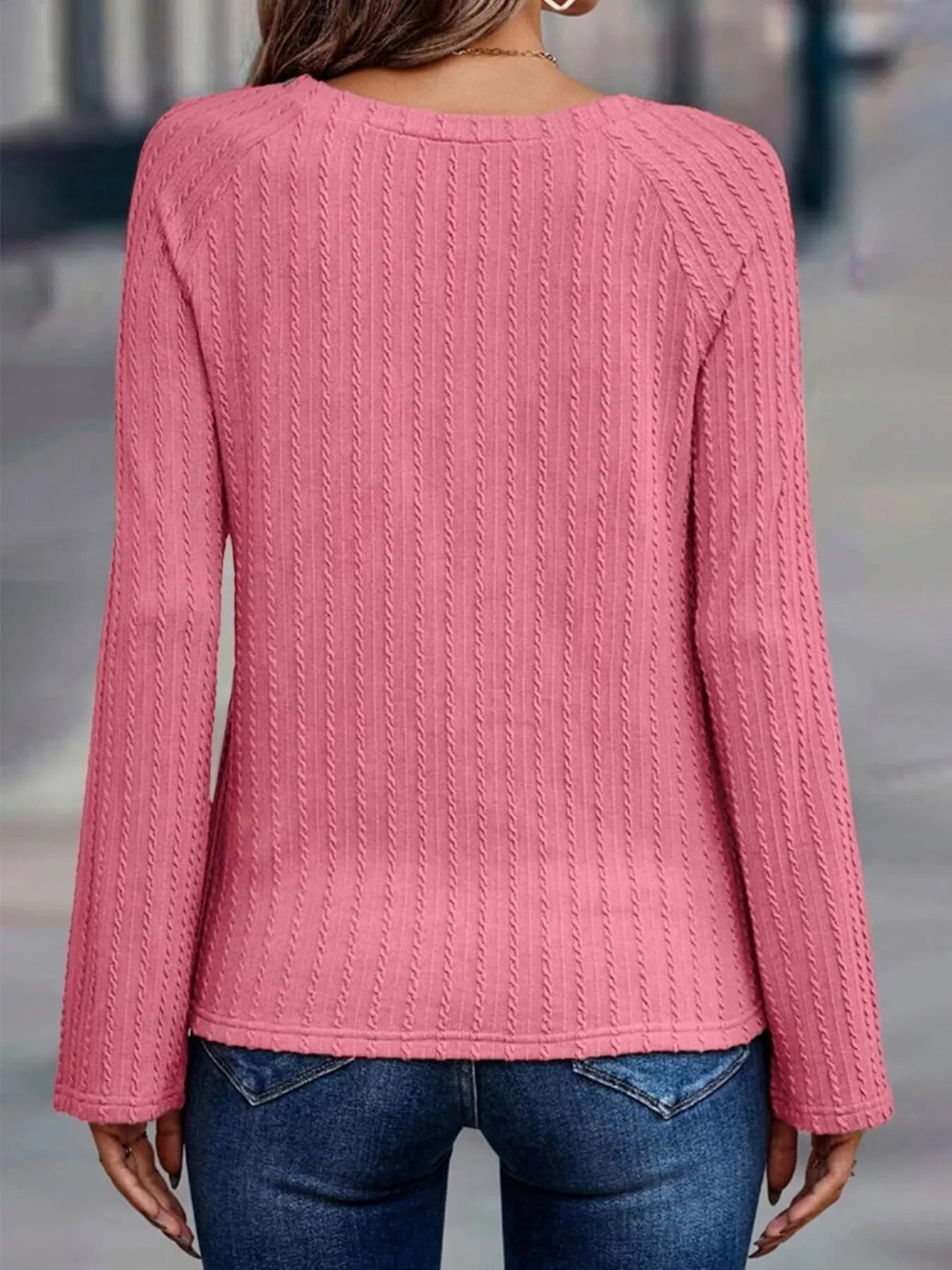Textured Knit Long Sleeve T-Shirt