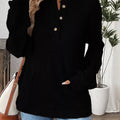 Ribbed Button Detail Long Sleeve T-Shirt Black