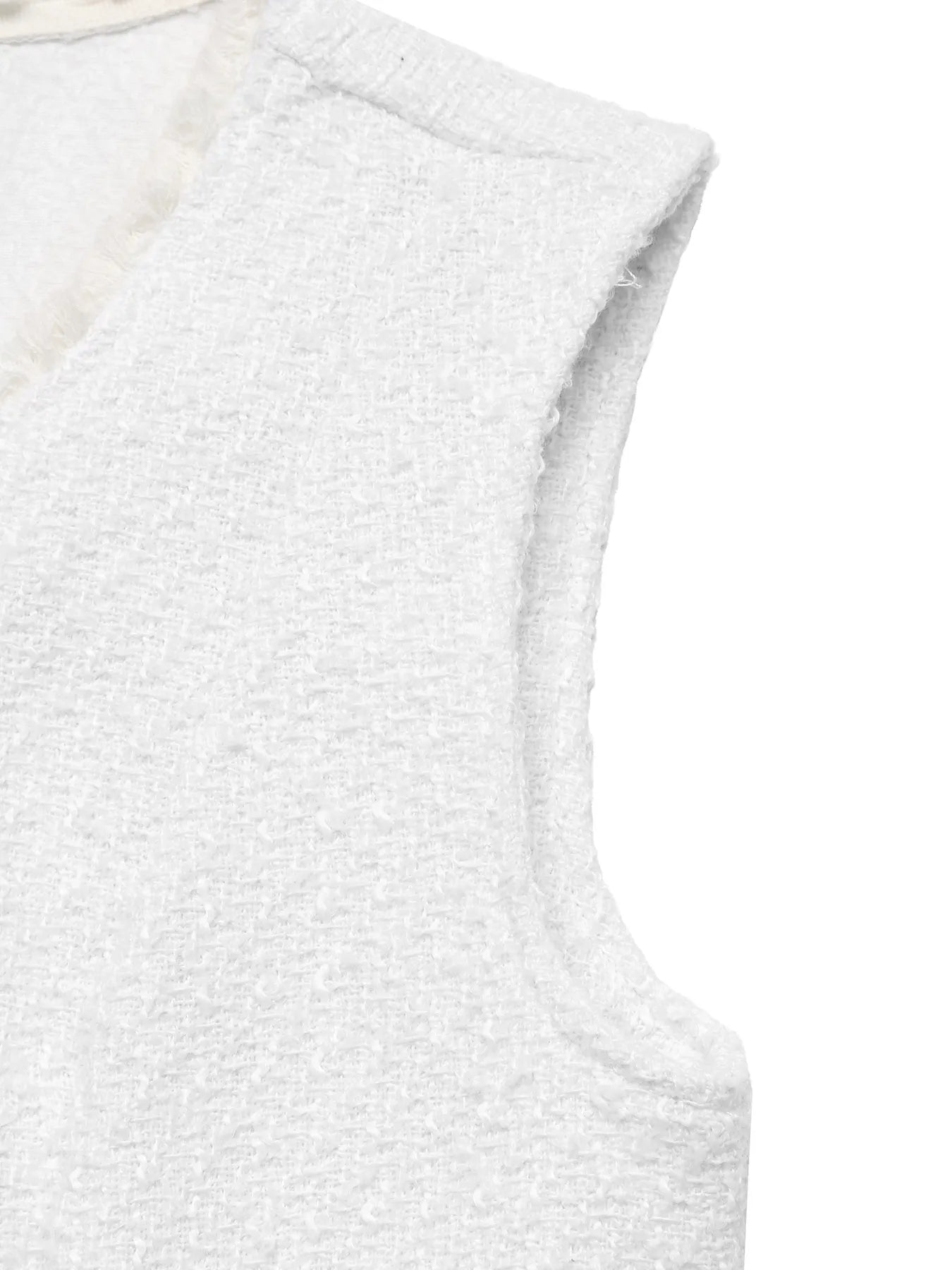 Textured Button-Front Vest with Raw Edge