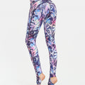Printed Wide Waistband Active Leggings with Stirrups