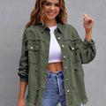 Distressed Drop Shoulder Denim Jacket Moss
