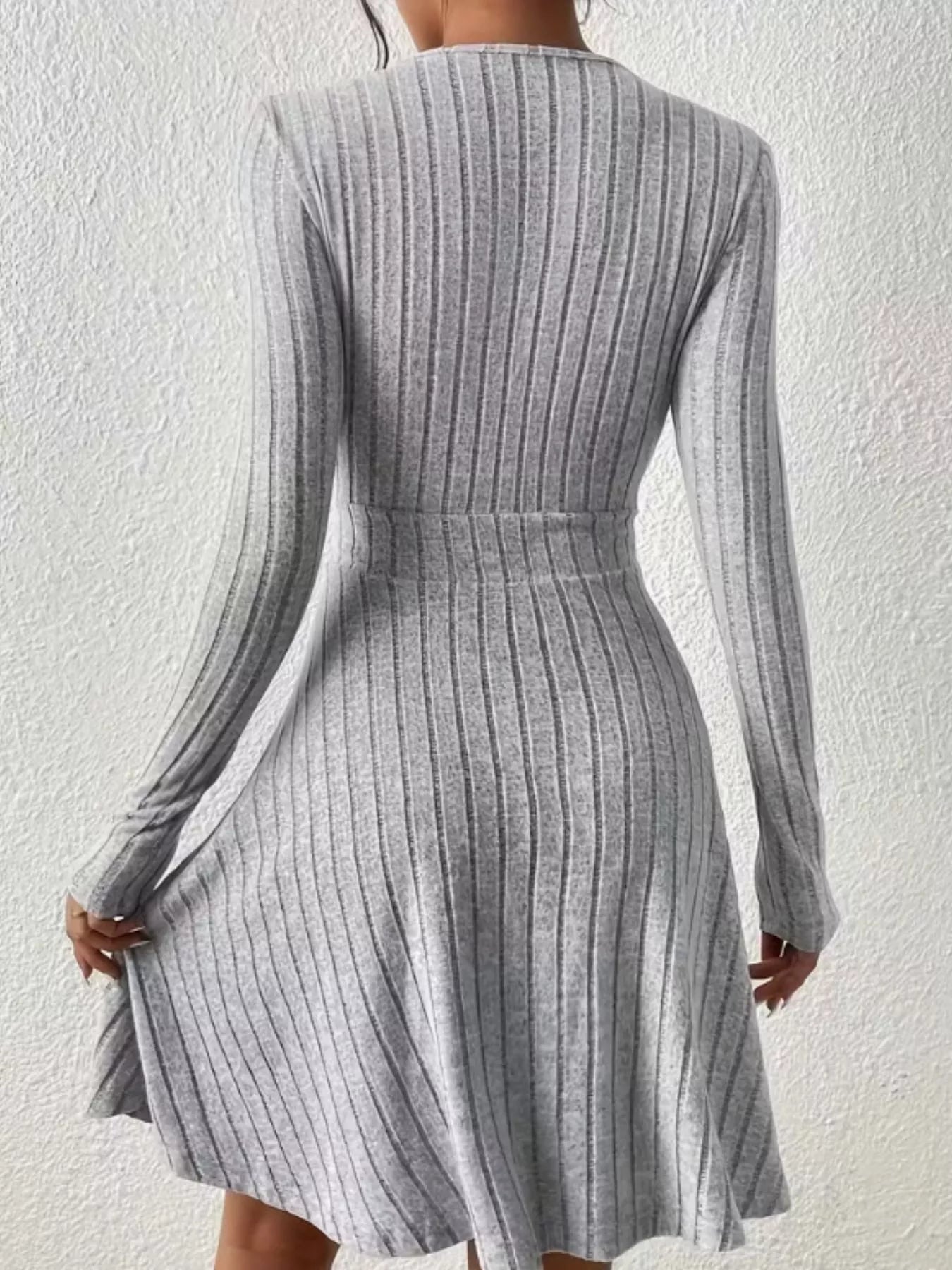 Ribbed Knit Wrap Mini Dress