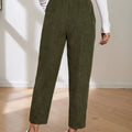 Corduroy Elastic Waist Cropped Pants