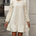 Puff Sleeve Ruffle Hem Mini Dress