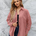 Corduroy Button-Up Shirt Pinkish
