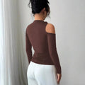 Cutout One-Shoulder Long Sleeve T-Shirt
