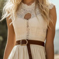Lace Trim High-Low Sleeveless Dress
