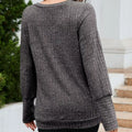 V-Neck Textured Knit Long Sleeve T-Shirt