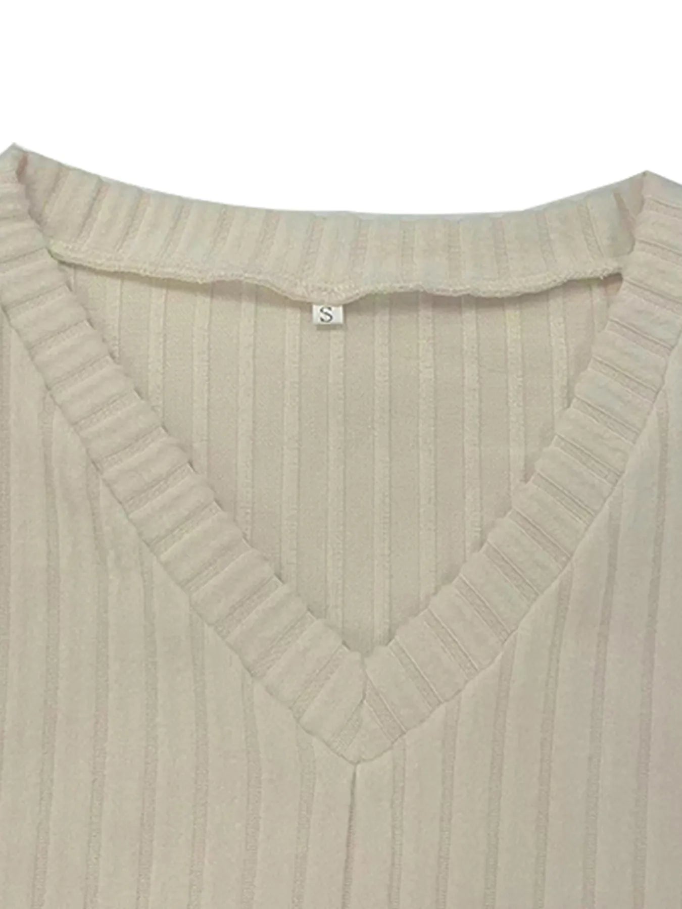 Ribbed Knit V-Neck Top and Pants Lounge Set