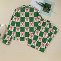 Candy Cane Checkered Pattern 2pcs Pajama Set