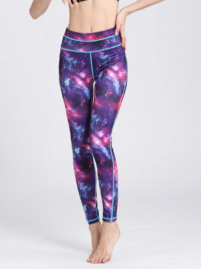 Printed Active High Waist Leggings Purple
