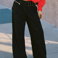 Wide Leg Jeans with Pockets Black