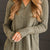 Ribbed Buttoned Long Sleeve Blouse Sage