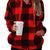 Full Size Plaid Sherpa Drawstring Hoodie Plus Size Red