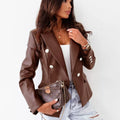 Lapel Collar Leather Blazer