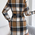 Plaid Button Front Tie Waist Shirt Dress