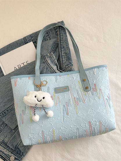 Embossed Pattern Shoulder Bag Light Blue onesize