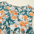 Floral Print Trimmed V Neck Tie Waist Sleeveless Dress