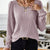 Ribbed Knit Long Sleeve T-Shirt Pink