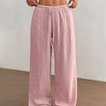 Full Size Drawstring Wide Leg Pants Plus Size Pink