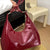 Solid Color Leather Shoulder Bag Red onesize