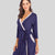 Tie Waist Surplice Neck Robe with Pockets Navy