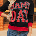 GAME DAY Letter Graphic Varsity Striped Detail Baggy Sweatshirt