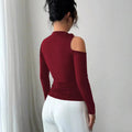 Cutout One-Shoulder Long Sleeve T-Shirt