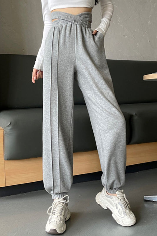 Crisscross Long Sweatpants Gray Dawn One Size