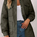 Snap Down Collared Winter Coat Army Green