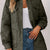 Snap Down Collared Winter Coat Army Green
