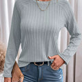 Textured Knit Long Sleeve T-Shirt Light Gray