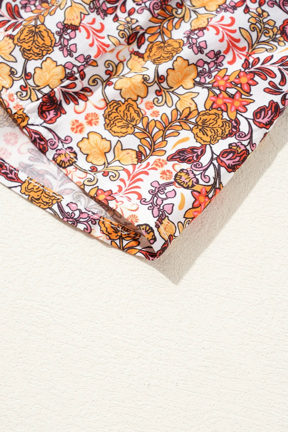 Floral Print Knot V Neck Ruffled Sleeve Blouse