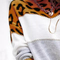 Full Size Leopard Color Block Long Sleeve Sweater Plus Size