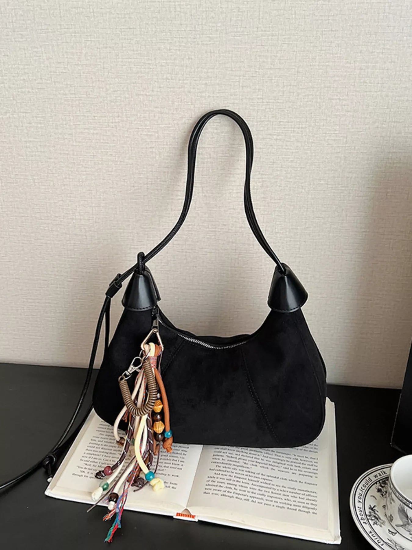 Vintage Suede Tassel Shoulder Bag