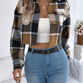 Plaid Button Up Cropped Jacket