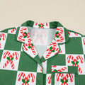 Candy Cane Checkered Pattern 2pcs Pajama Set