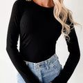 Ribbed Long Sleeve Fitted Bodysuit