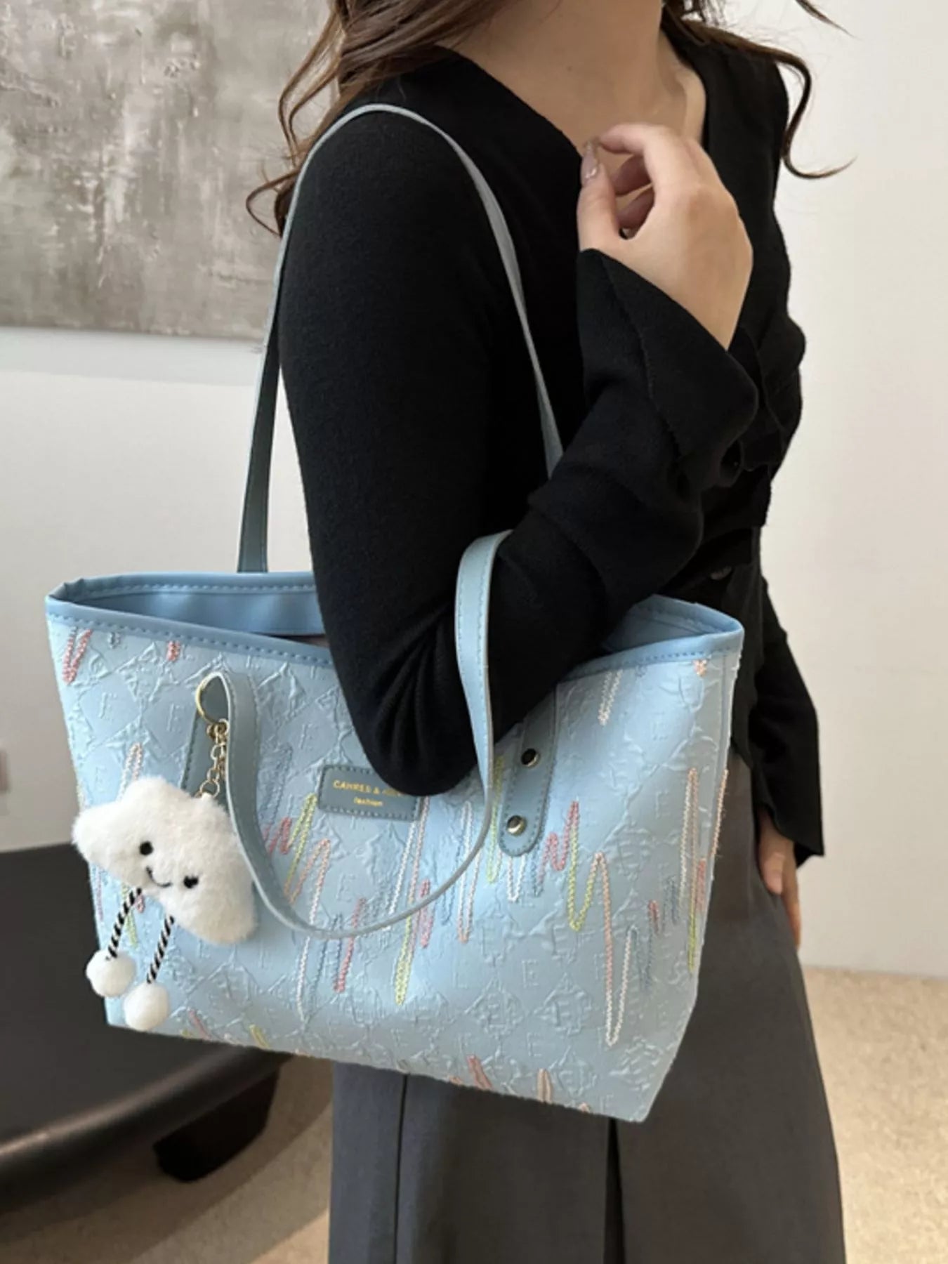 Embossed Pattern Shoulder Bag