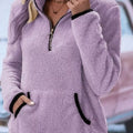 Full Size Cozy Fleece Quarter Zip Long Sleeve Sweatshirt Plus Size Purple