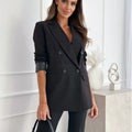 Lapel Collar Long Sleeve Blazer Black