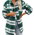 Plaid Button-Down Long Sleeve Jacket