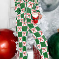 Candy Cane Checkered Pattern 2pcs Pajama Set