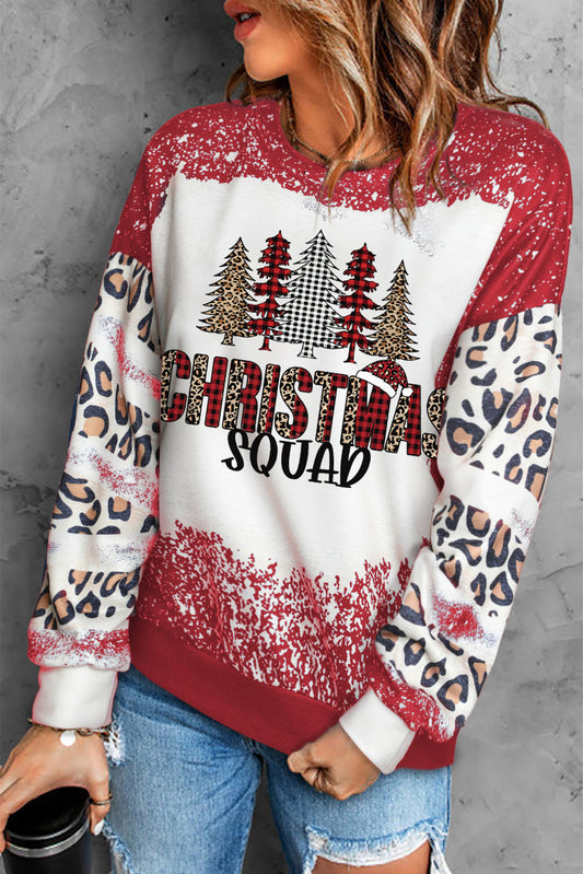 Christmas Tree Graphic Sweatshirt Brick Red