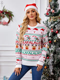Christmas Element Round Neck Long Sleeve Sweater Blush Pink