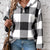 Casual Plaid Button Detail Hoodie Black
